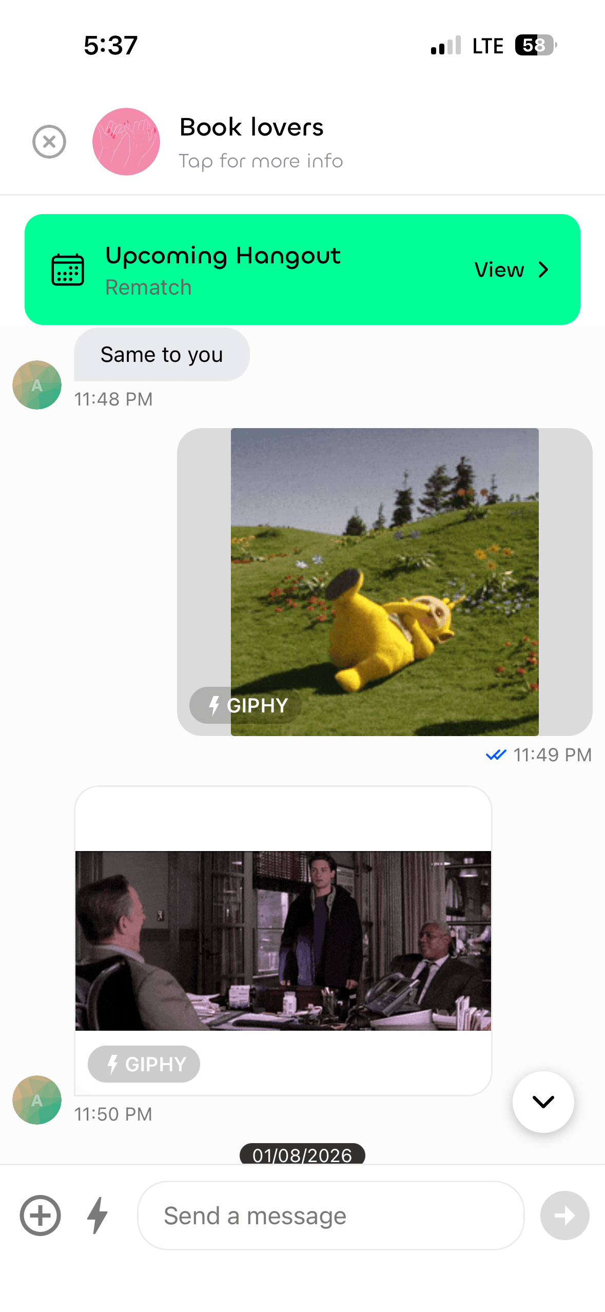 Circles chat screen